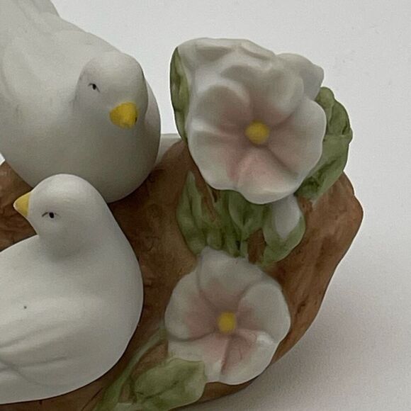 Vintage Avon 1985 Dove Pair On Flowered Branch Porcelain Candle Holder Figurine - Picture 10 of 12